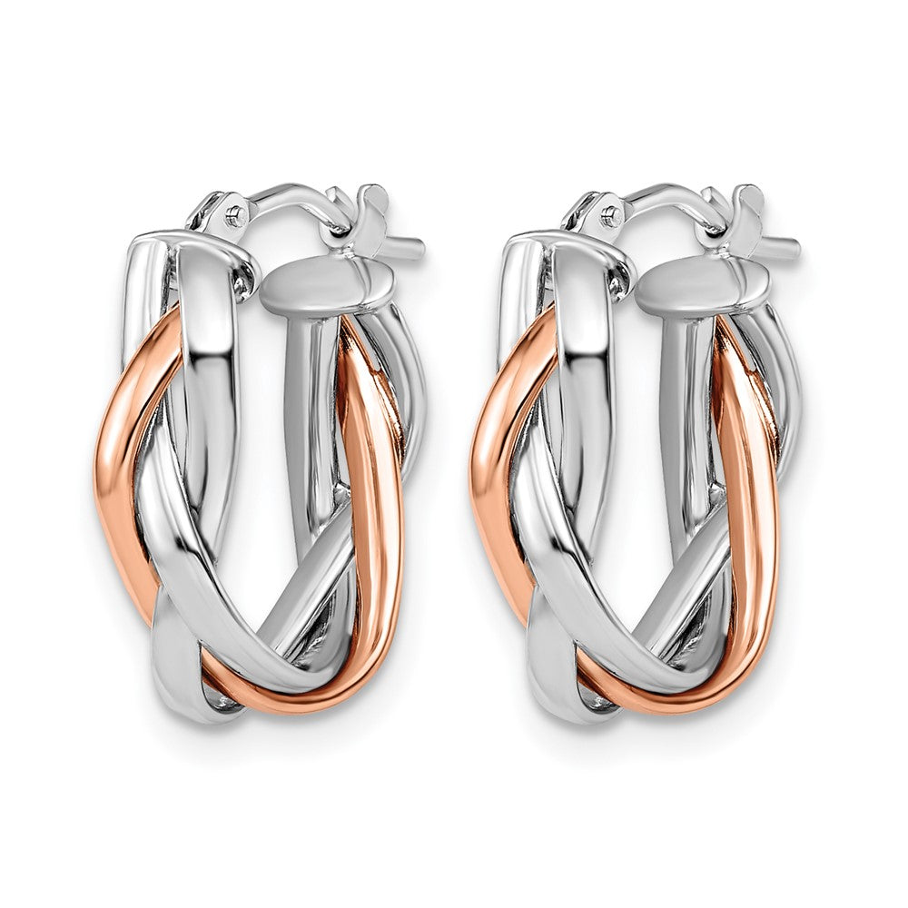 Leslie's 10K w/ White RH / Rose GP Braided Hoop Earrings - Product Photo