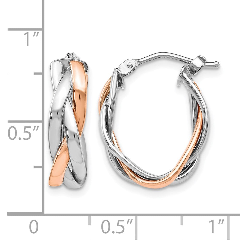 Leslie's 10K w/ White RH / Rose GP Braided Hoop Earrings - Product Photo
