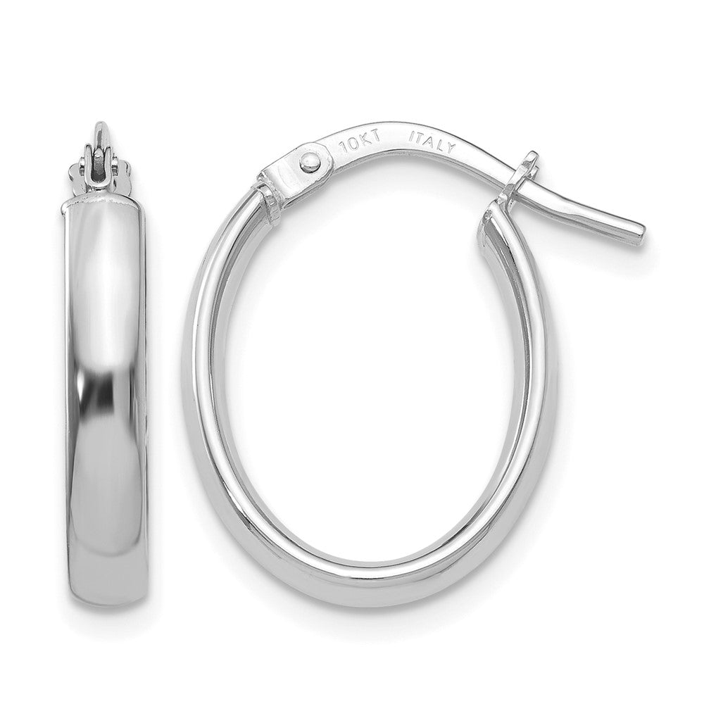 10K White Gold Polished White Gold Hoop Earrings
