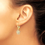 10K Yellow with RH RH-plated Pol. Diamond-Cut Filigree Flower Leverback Earrings - Product Photo