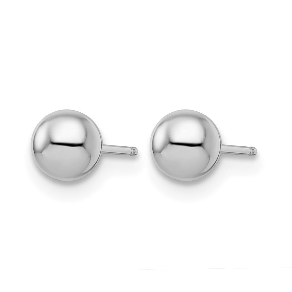 10K White Gold Polished Ball Post Earrings - Product Photo