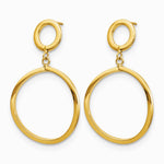 10K Yellow Gold Polished Round Post Dangle Earrings - Product Photo