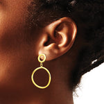 10K Yellow Gold Polished Round Post Dangle Earrings - Product Photo