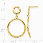 10K Yellow Gold Polished Round Post Dangle Earrings - Product Photo