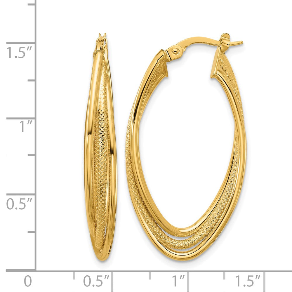 Leslie's 10k Polished and Textured Triple Oval Twist Hoop Earrings - Product Photo