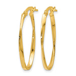 10K Yellow Gold Twisted Oval Hoop Earrings - Product Photo