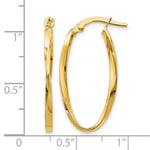10K Yellow Gold Twisted Oval Hoop Earrings - Product Photo