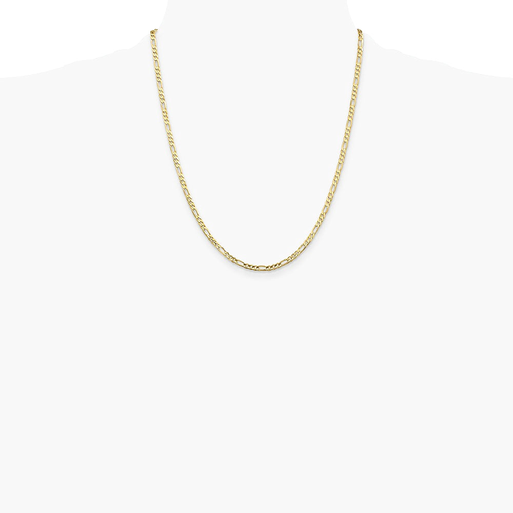 10K Yellow Gold 3 mm Concave Figaro Chain Necklace 16"-26" - Product Photo