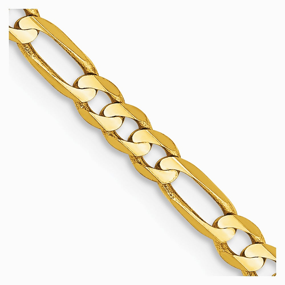 10K Yellow Gold 3 mm Concave Figaro Chain Necklace 16"-26" - Product Photo