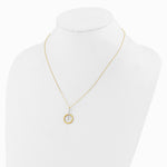 10K Yellow with Rhodium with White Rhodium Pol. Bar with Circle Pendant Necklace - Product Photo