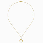 10K Yellow with Rhodium with White Rhodium Pol. Bar with Circle Pendant Necklace - Product Photo