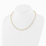 10K Yellow Gold Polished and Textured Paperclip Link Necklace - Product Photo