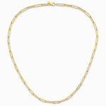 10K Yellow Gold Polished and Textured Paperclip Link Necklace - Product Photo