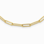 10K Yellow Gold Polished and Textured Paperclip Link Necklace - Product Photo