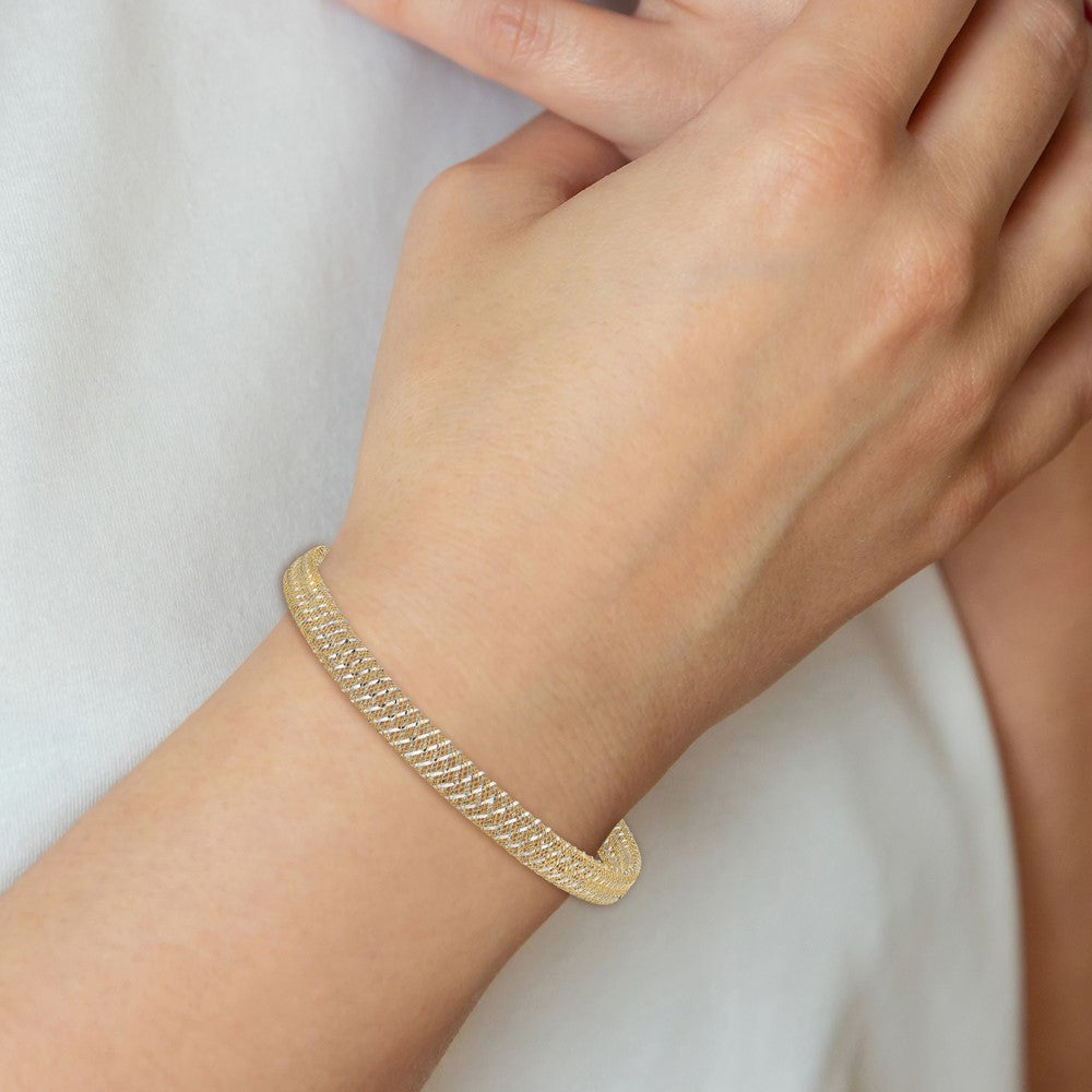Leslie's 10K with Rhodium-plating Polished Stretch Bangle - Product Photo