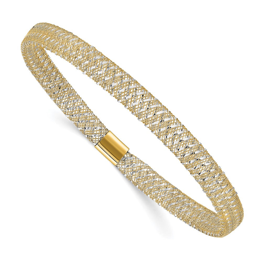 Leslie's 10K with Rhodium-plating Polished Stretch Bangle - Product Photo