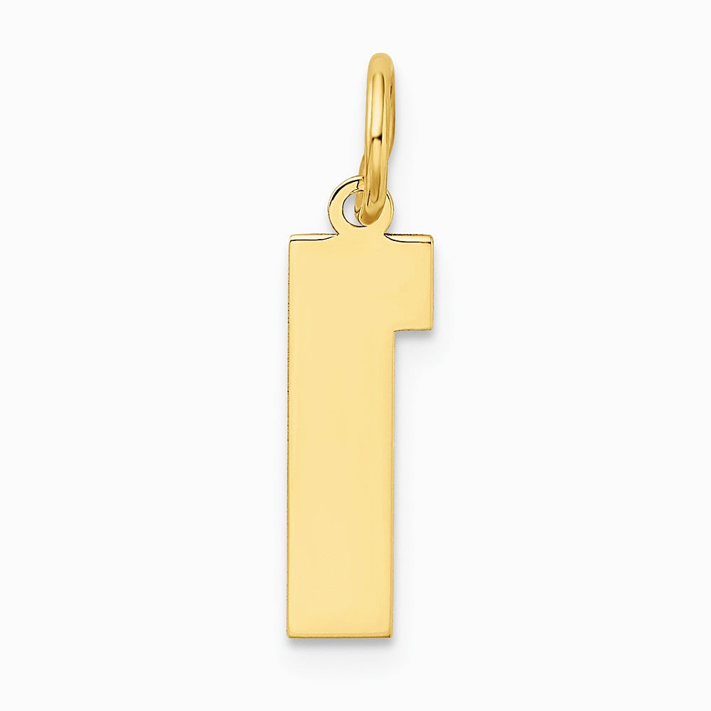 10K / 14K Yellow Gold Medium Satin Number 1 Charm - Product Photo