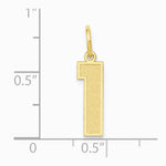10K / 14K Yellow Gold Medium Satin Number 1 Charm - Product Photo