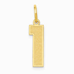 10K / 14K Yellow Gold Medium Satin Number 1 Charm - Product Photo