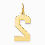 10K / 14K Yellow Gold Medium Satin Number 2 Charm - Product Photo