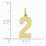 10K / 14K Yellow Gold Medium Satin Number 2 Charm - Product Photo