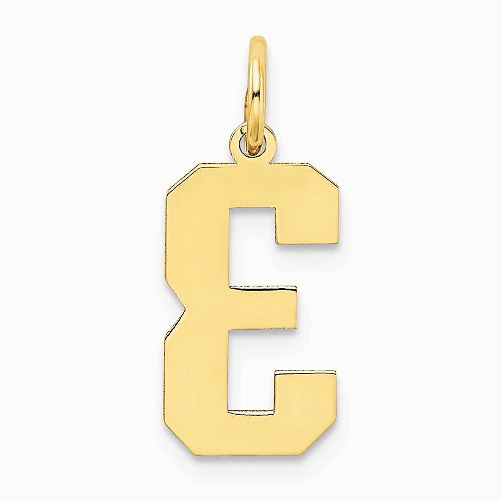 10K / 14K Yellow Gold Medium Satin Number 3 Charm - Product Photo