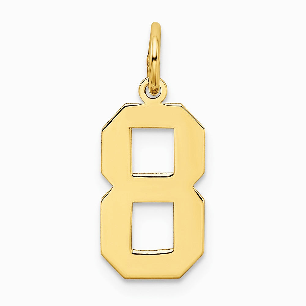 10K / 14K Yellow Gold Medium Satin Number 8 Charm - Product Photo