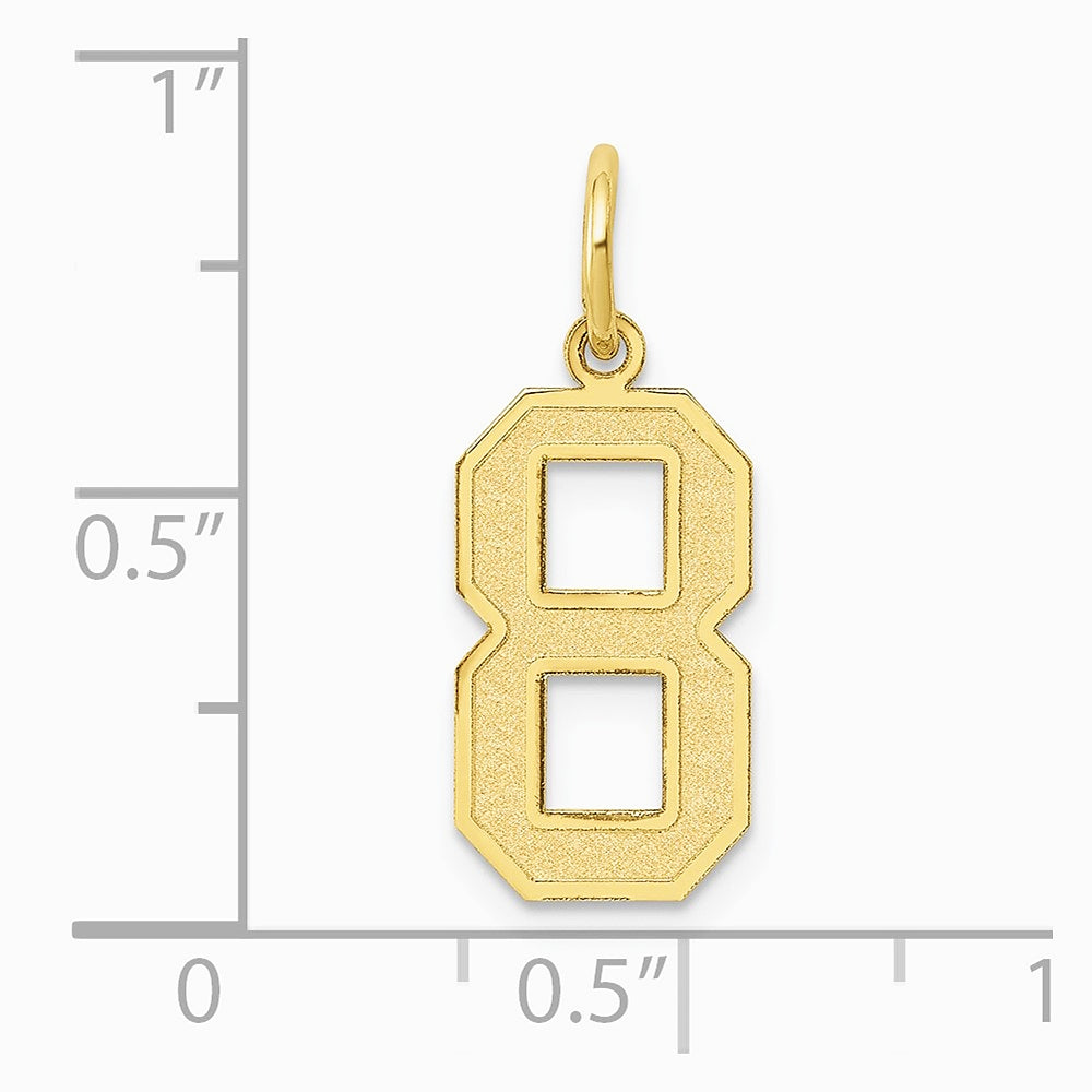 10K / 14K Yellow Gold Medium Satin Number 8 Charm - Product Photo
