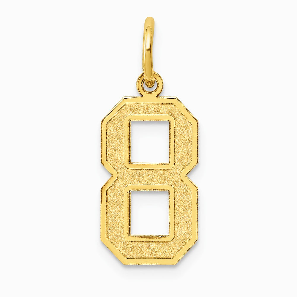 10K / 14K Yellow Gold Medium Satin Number 8 Charm - Product Photo