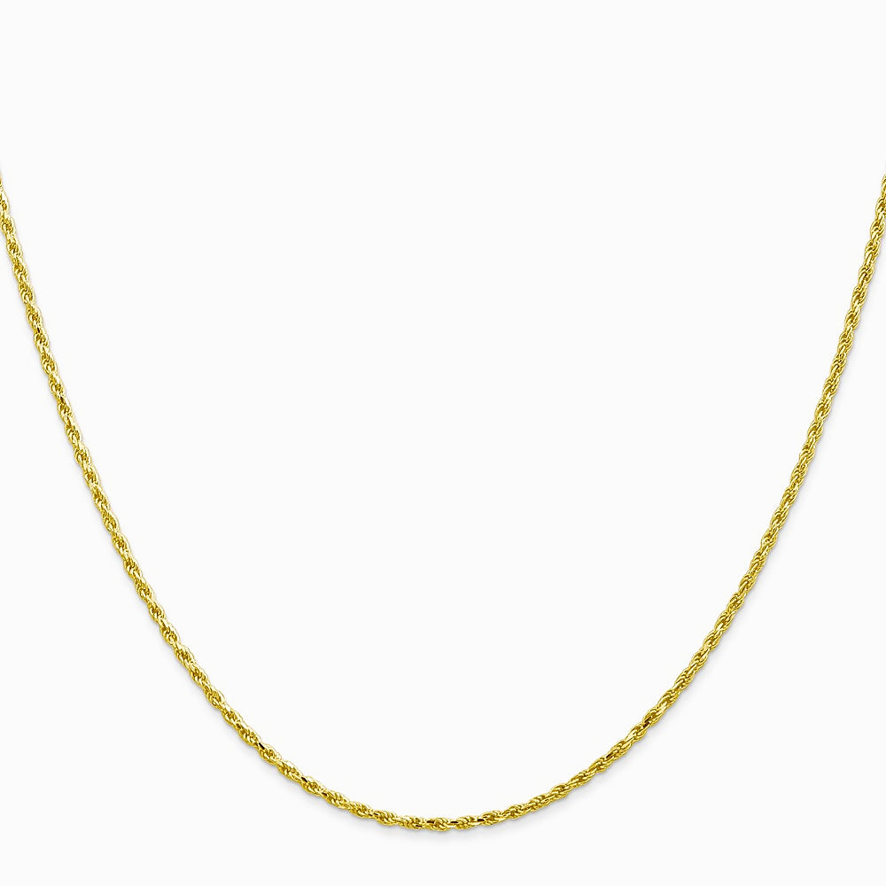 10K Yellow Gold 1.3mm Diamond-Cut Machine Made Rope Chain Necklace 16"-24" - Product Photo