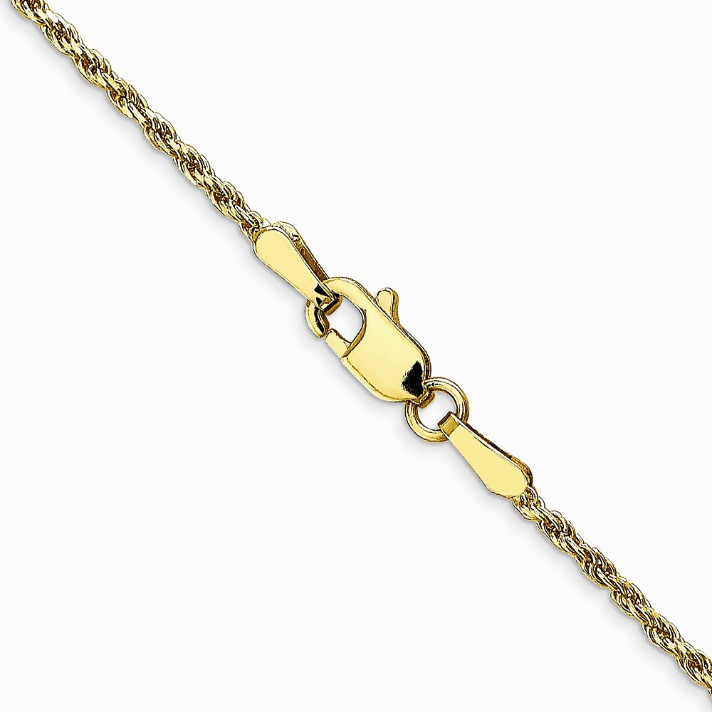10K Yellow Gold 1.3mm Diamond-Cut Machine Made Rope Chain Necklace 16"-24" - Product Photo
