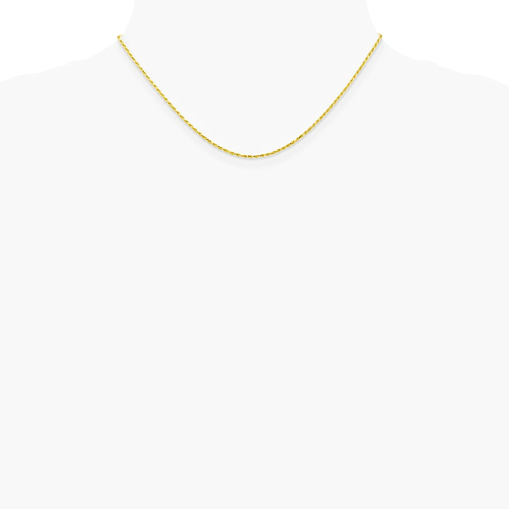 10K Yellow Gold 1.3mm Diamond-Cut Machine Made Rope Chain Necklace 16"-24" - Product Photo