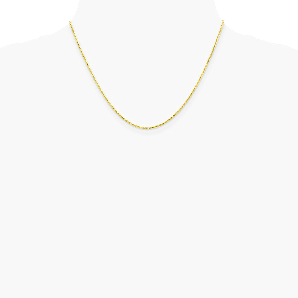 10K Yellow Gold 1.3mm Diamond-Cut Machine Made Rope Chain Necklace 16"-24" - Product Photo