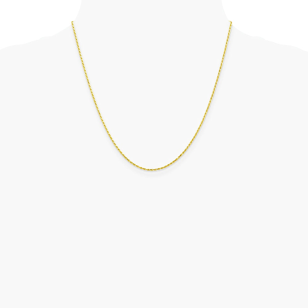 10K Yellow Gold 1.3mm Diamond-Cut Machine Made Rope Chain Necklace 16"-24" - Product Photo