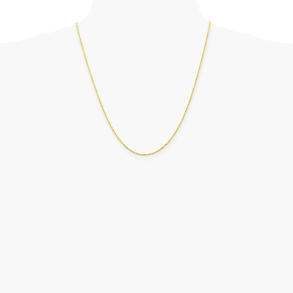 10K Yellow Gold 1.3mm Diamond-Cut Machine Made Rope Chain Necklace 16"-24" - Product Photo