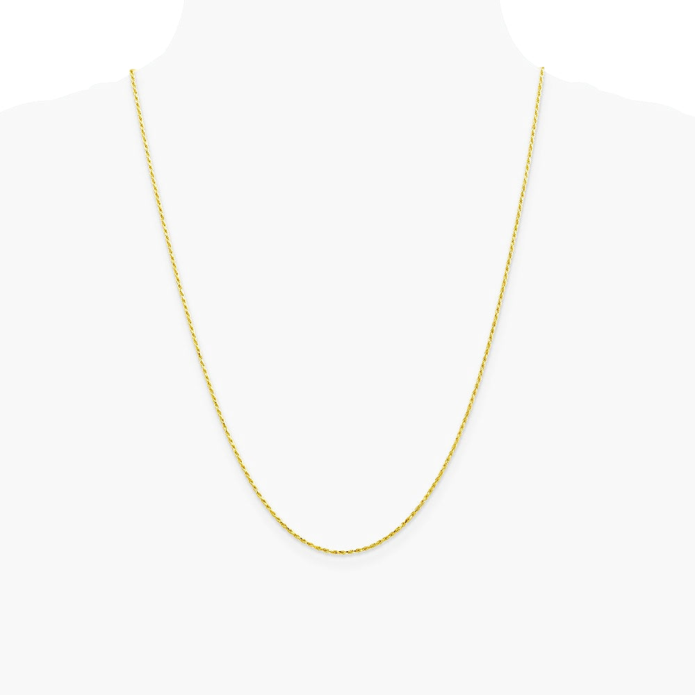 10K Yellow Gold 1.3mm Diamond-Cut Machine Made Rope Chain Necklace 16"-24" - Product Photo