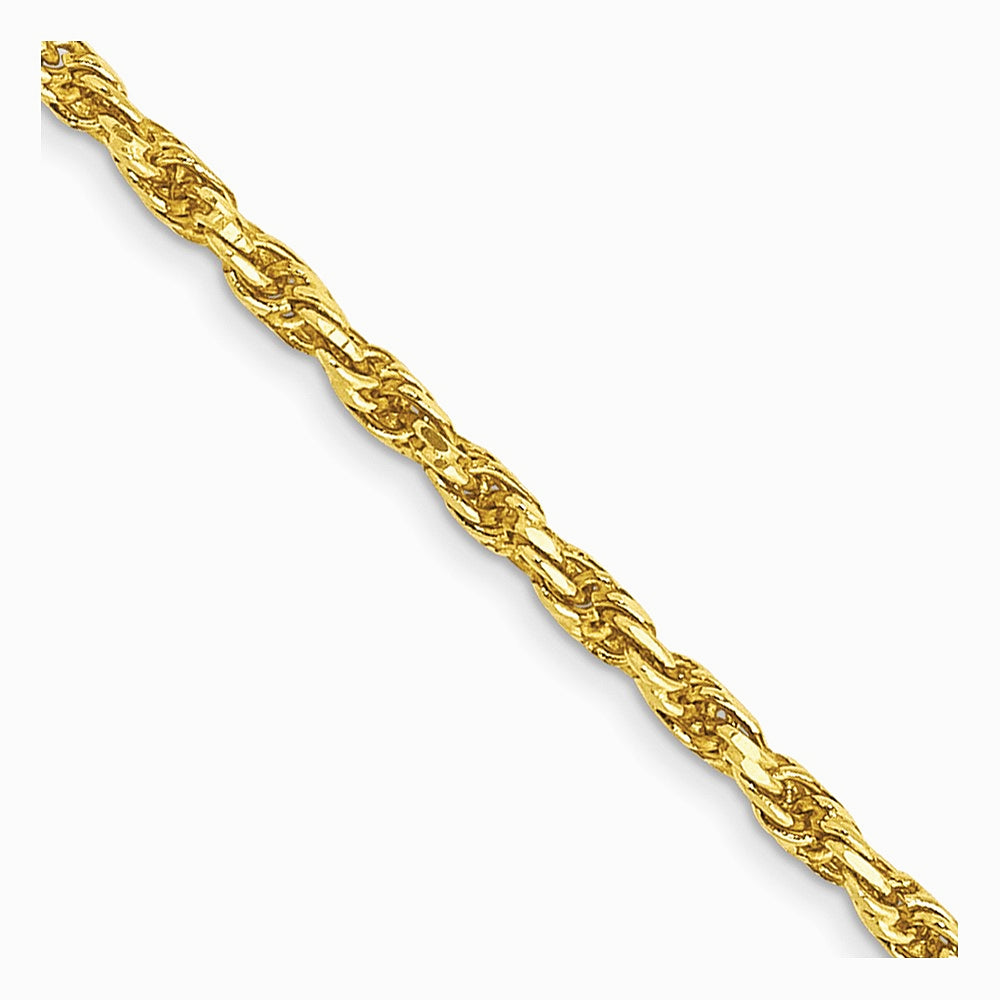 10K Yellow Gold 1.3mm Diamond-Cut Machine Made Rope Chain Necklace 16"-24" - Product Photo