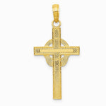 10K / 14K Yellow Gold Polished Claddagh Cross Pendant - Product Photo