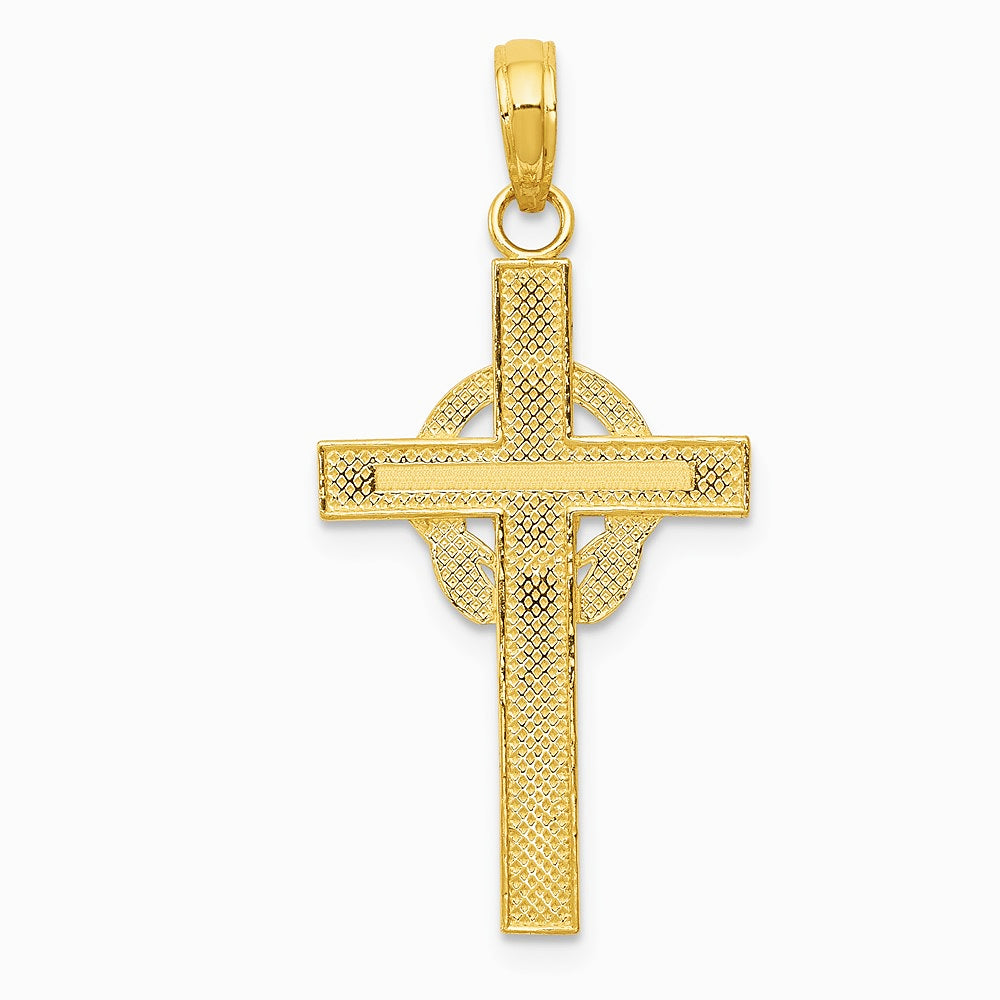 10K / 14K Yellow Gold Polished Claddagh Cross Pendant - Product Photo