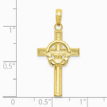 10K / 14K Yellow Gold Polished Claddagh Cross Pendant - Product Photo