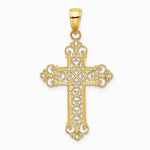 10K / 14K Yellow Gold Fleur De Lis Cross Charm - Product Photo