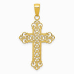 10K / 14K Yellow Gold Fleur De Lis Cross Charm - Product Photo