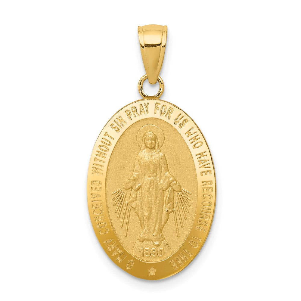 10K / 14K Yellow Gold Miraculous Medal Pendant - Product Photo