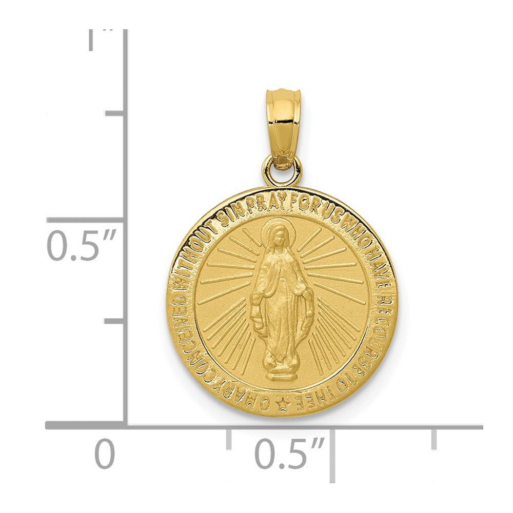 10K / 14K Yellow Gold Miraculous Medal Pendant - Product Photo