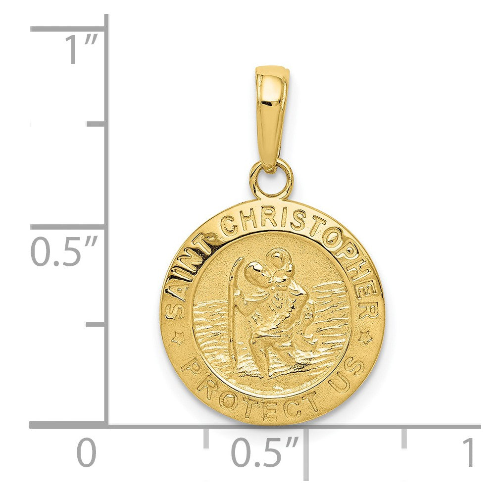 10K / 14K Yellow Gold Saint Christopher Medal Charm - Product Photo
