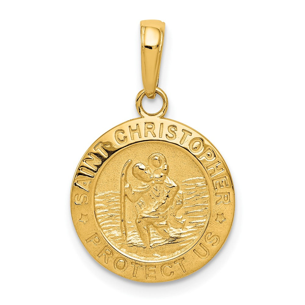 10K / 14K Yellow Gold Saint Christopher Medal Charm - Product Photo