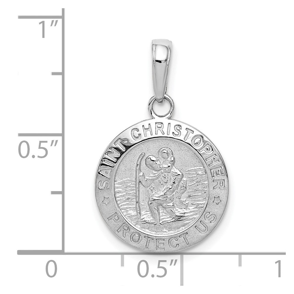 10K / 14K White Gold Saint Christopher Medal Charm - Product Photo