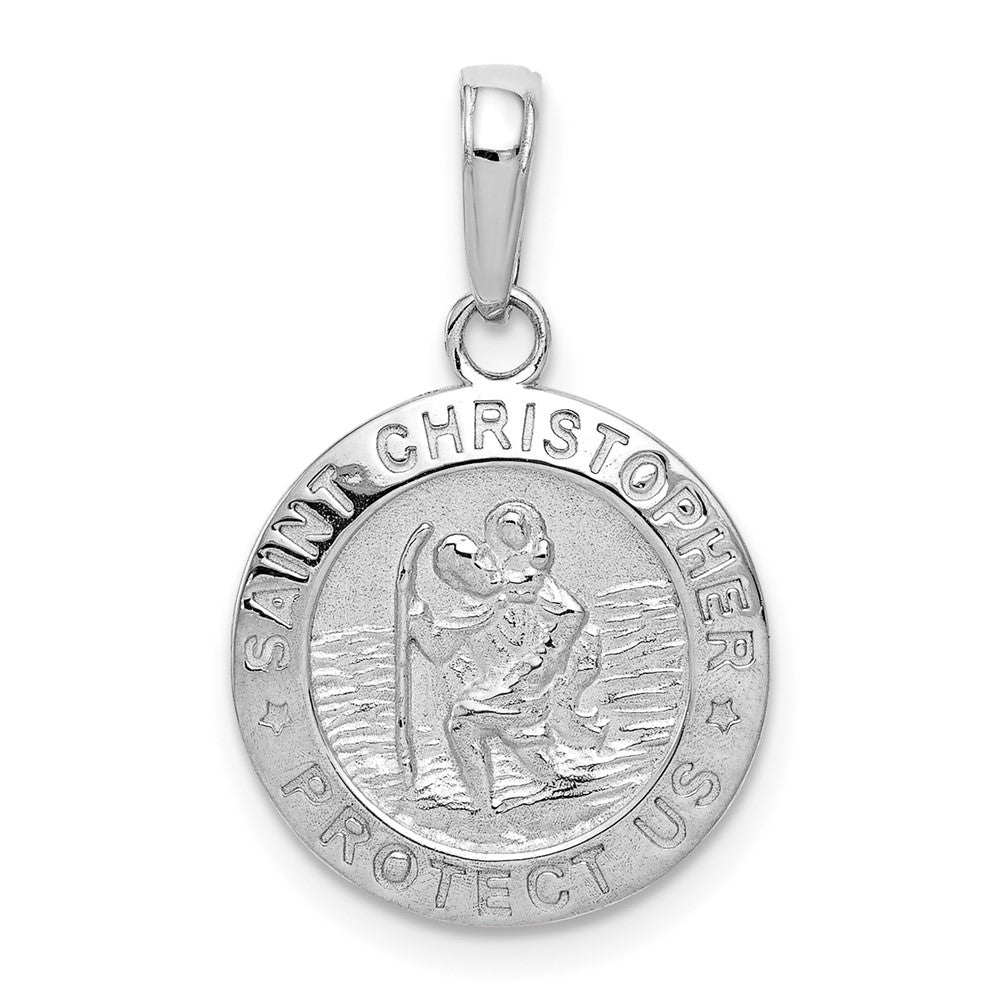 10K / 14K White Gold Saint Christopher Medal Charm - Product Photo