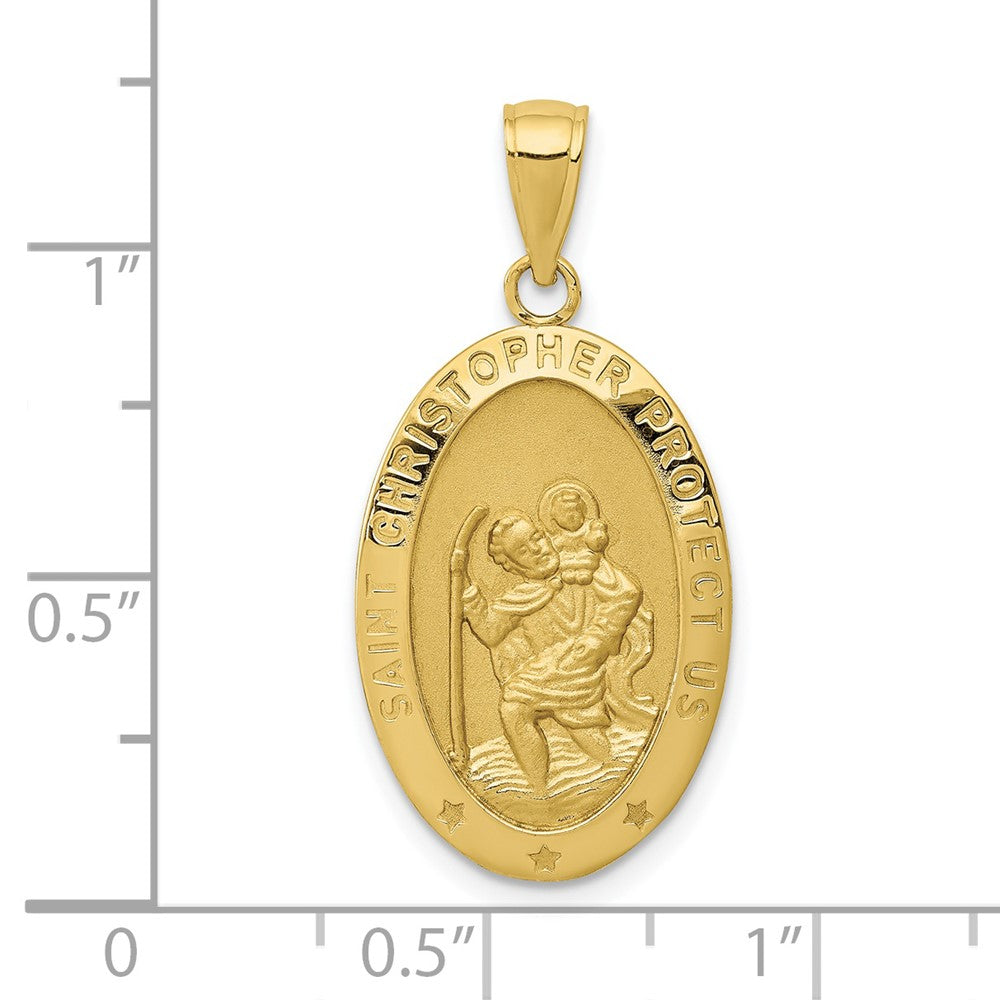 10K / 14K Yellow Gold Saint Christopher Medal Pendant - Product Photo