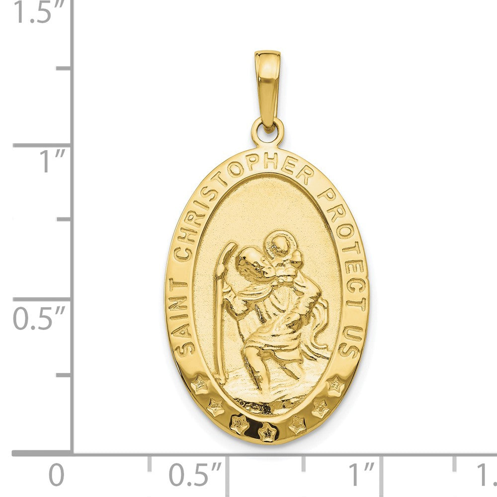 10K / 14K Yellow Gold Saint Christopher Medal Pendant - Product Photo